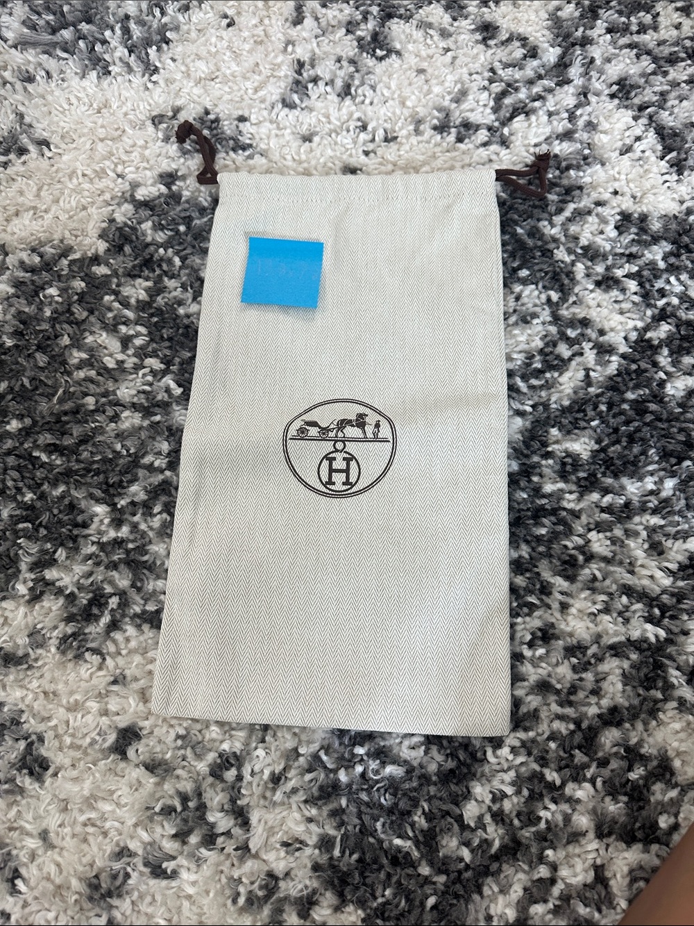 Hermès Drawstring Dust Bag in Natural Canvas with Brown Tie